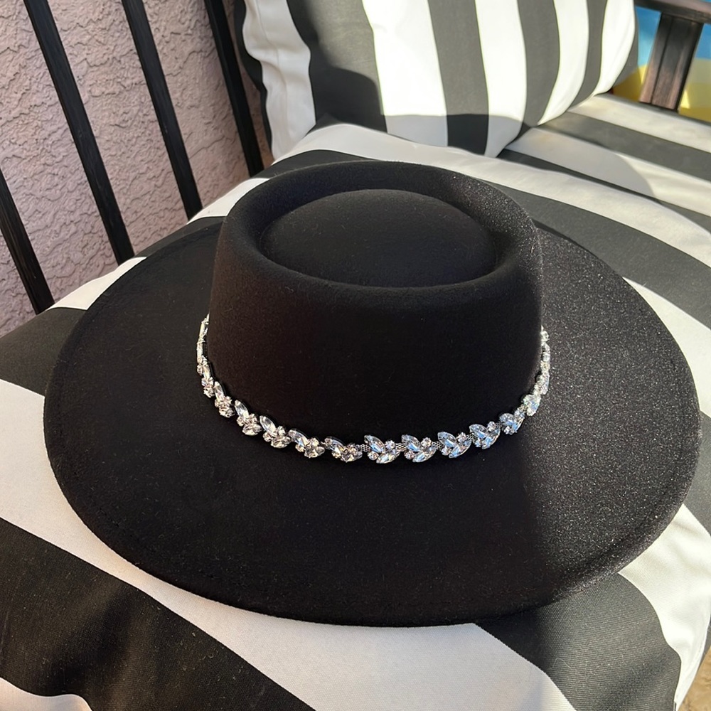 NWT Embellished Black Hat